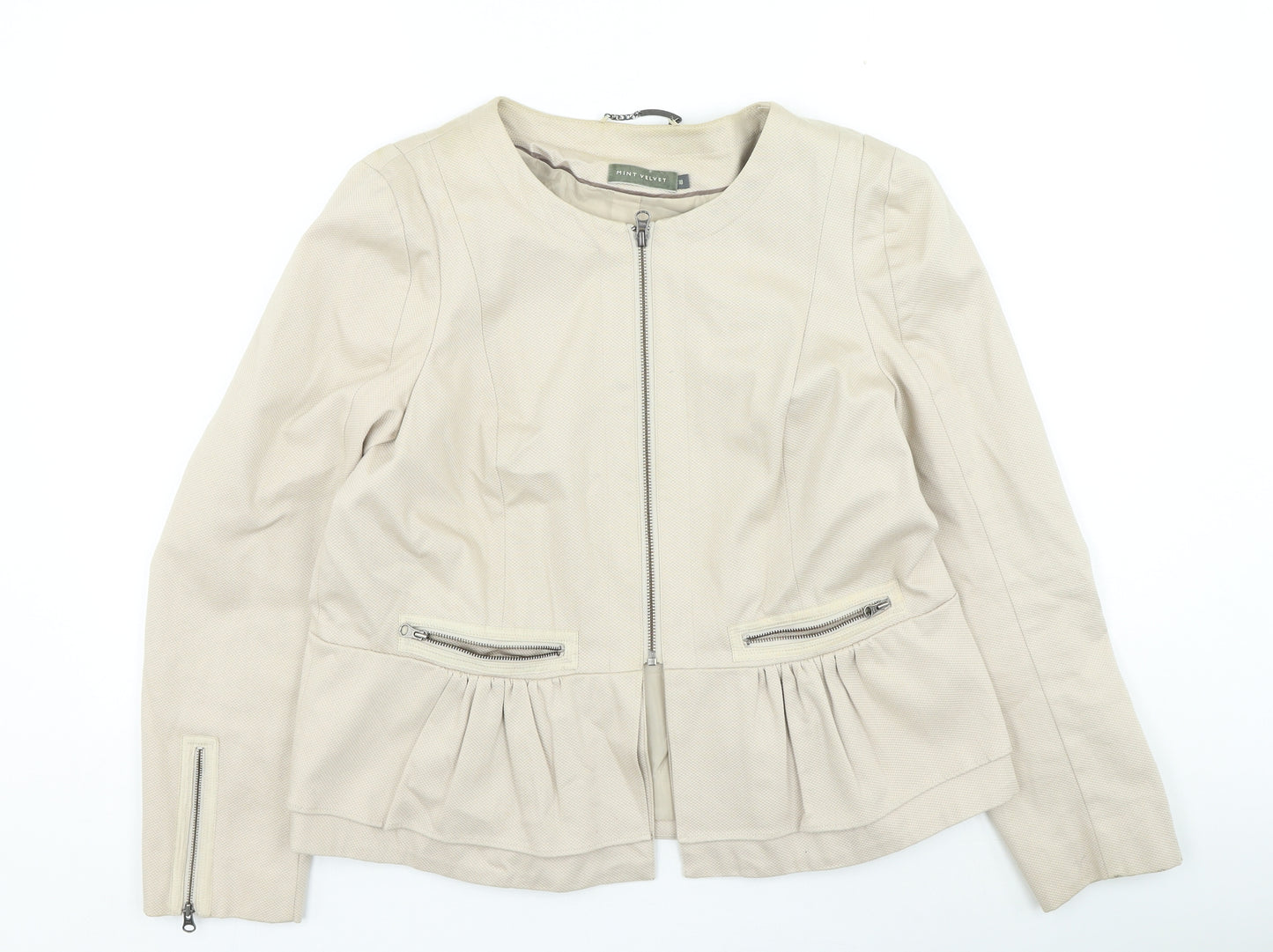 Mint Velvet Womens Beige Jacket Size 18 Zip