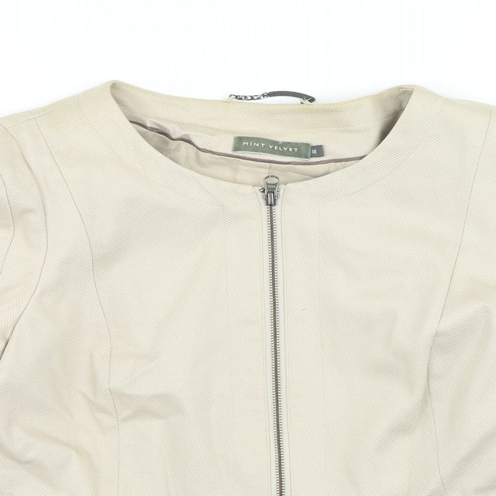 Mint Velvet Womens Beige Jacket Size 18 Zip