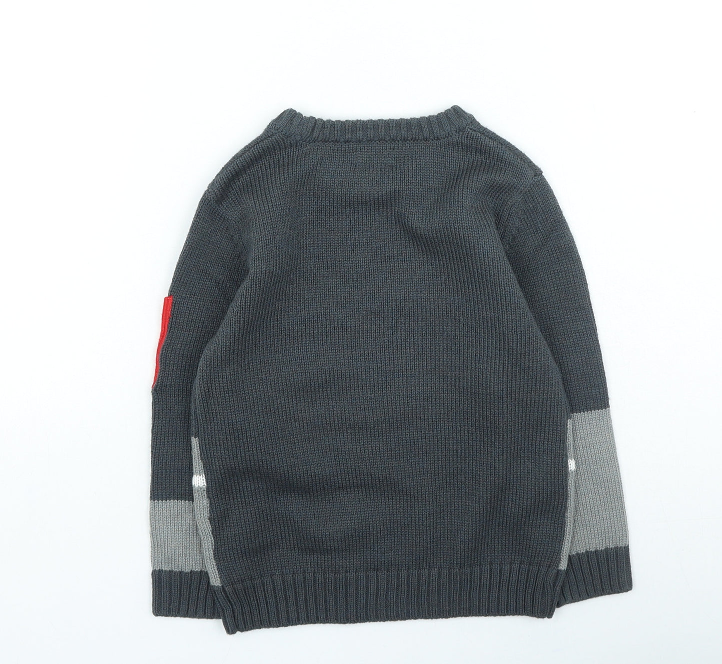 F&F Boys Multicoloured Round Neck Acrylic Pullover Jumper Size 3-4 Years Pullover - Fire Engine