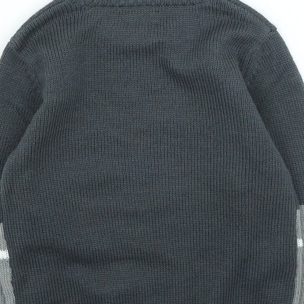 F&F Boys Multicoloured Round Neck Acrylic Pullover Jumper Size 3-4 Years Pullover - Fire Engine