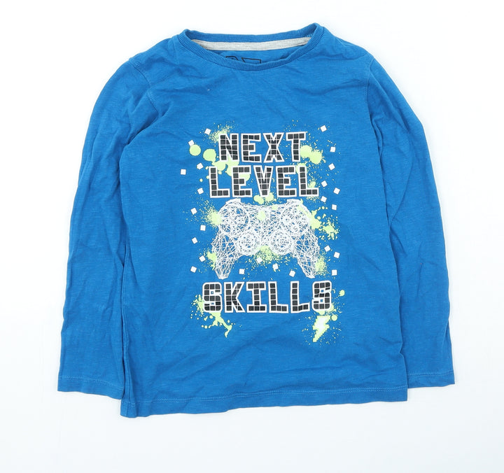 urban dept Boys Blue Geometric Cotton Basic Casual Size 7 Years Round Neck Pullover - Next Level Skills