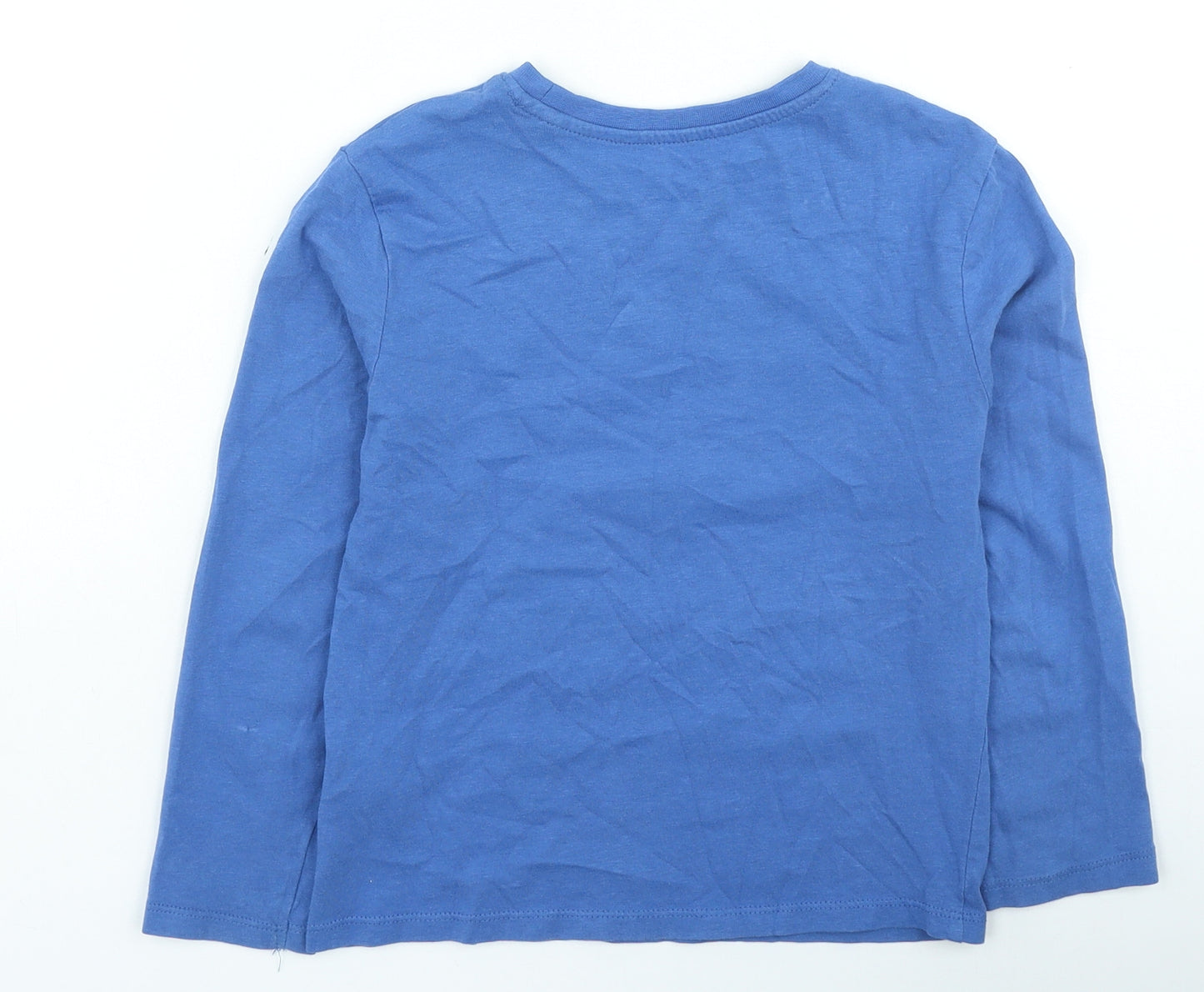 Primark Boys Blue Cotton Basic Casual Size 7-8 Years Round Neck Pullover - Dinosaur