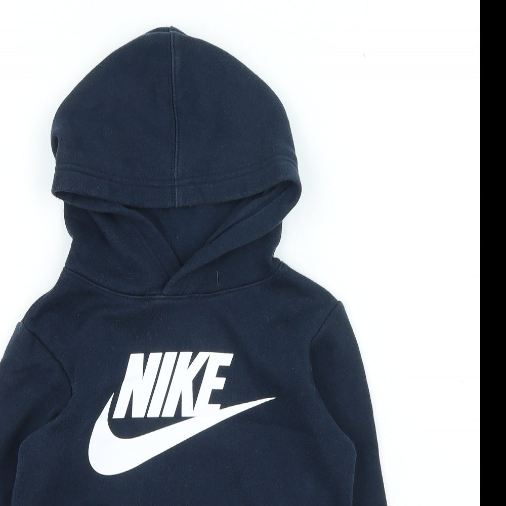 Nike Boys Blue Cotton Pullover Hoodie Size 6 Years Pullover