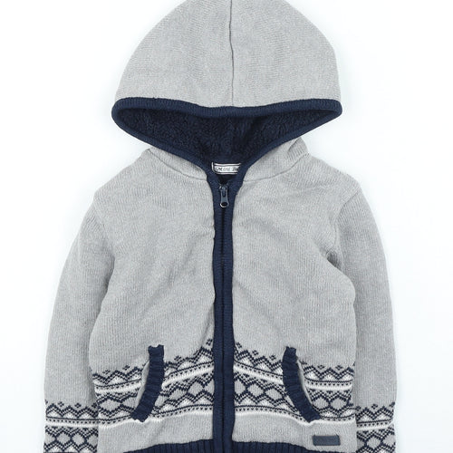 mini bol Boys Grey Geometric Jacket Size 3 Years Zip