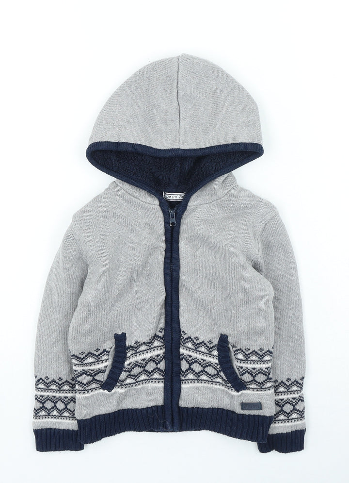 mini bol Boys Grey Geometric Jacket Size 3 Years Zip