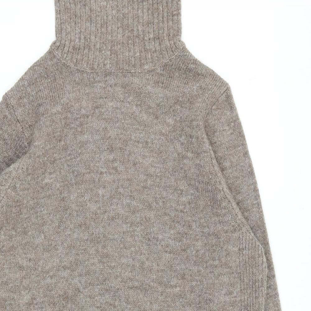 F&F Womens Brown Polyester Jumper Dress Size 12 Roll Neck Pullover