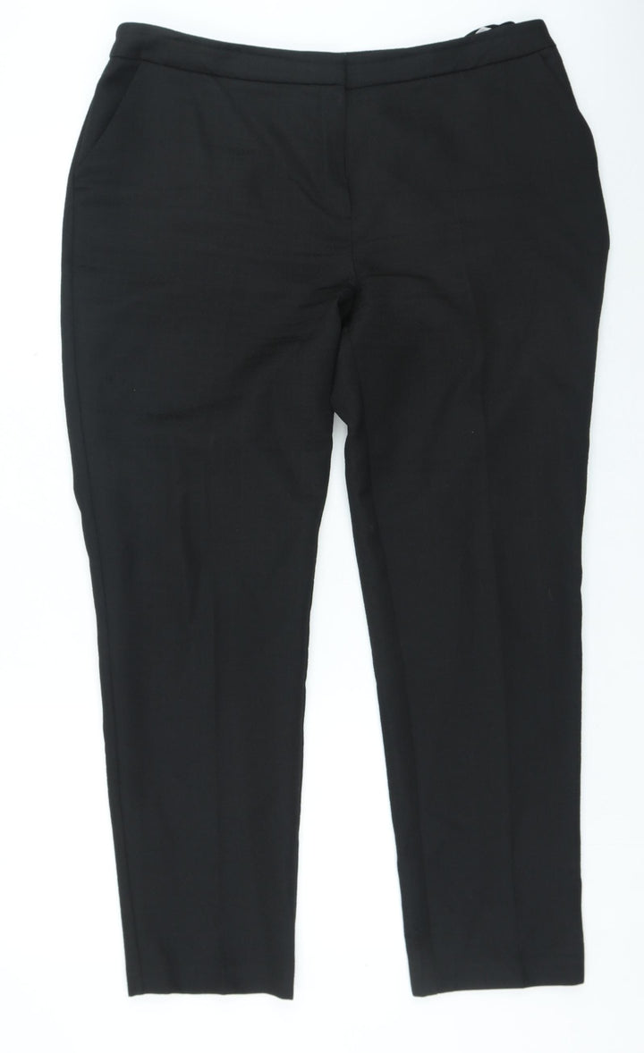 Dunnes Stores Womens Black Geometric Polyester Trousers Size 12 L26 in Regular Zip
