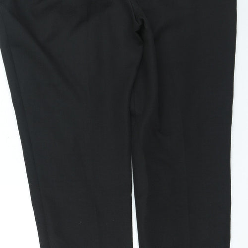 Dunnes Stores Womens Black Geometric Polyester Trousers Size 12 L26 in Regular Zip