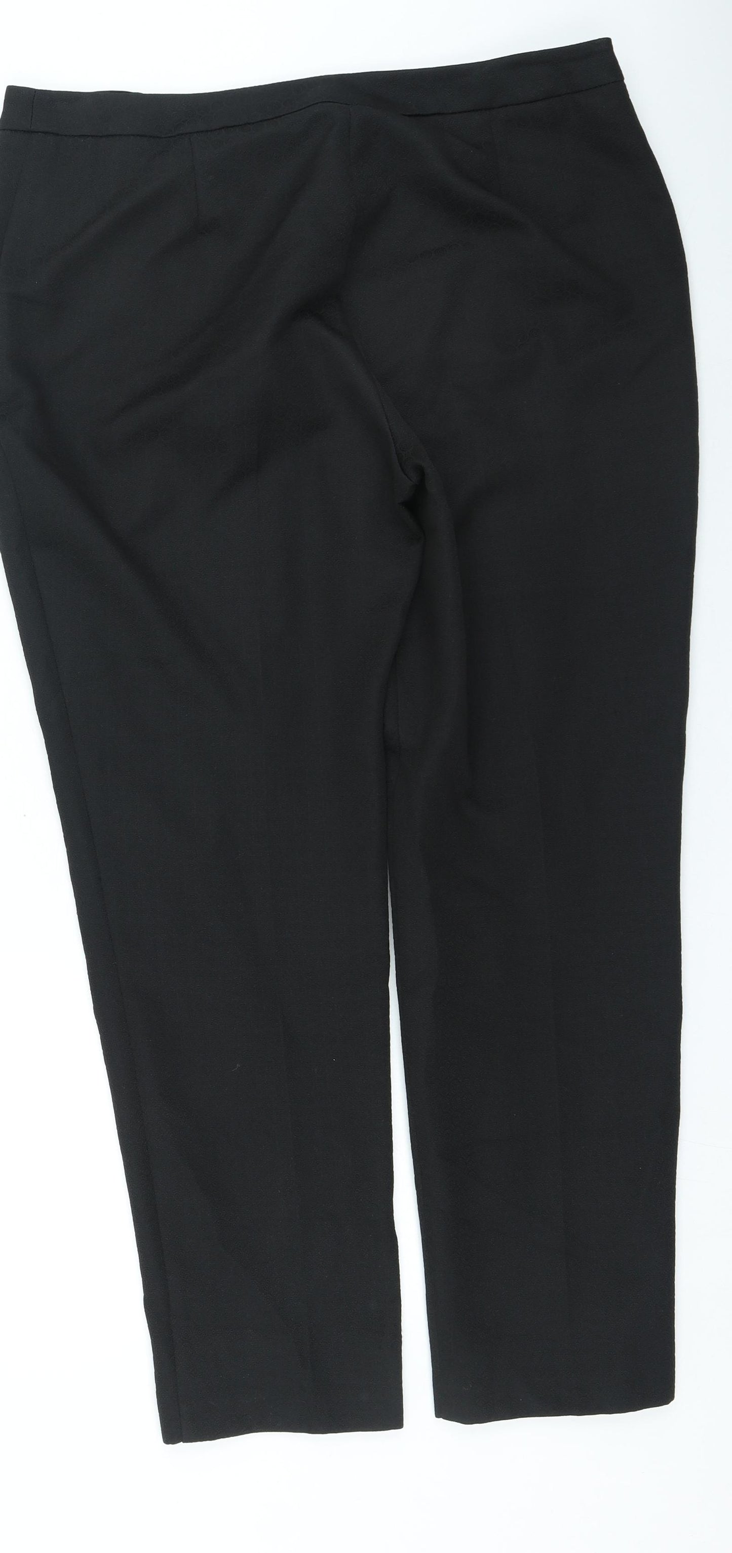 Dunnes Stores Womens Black Geometric Polyester Trousers Size 12 L26 in Regular Zip