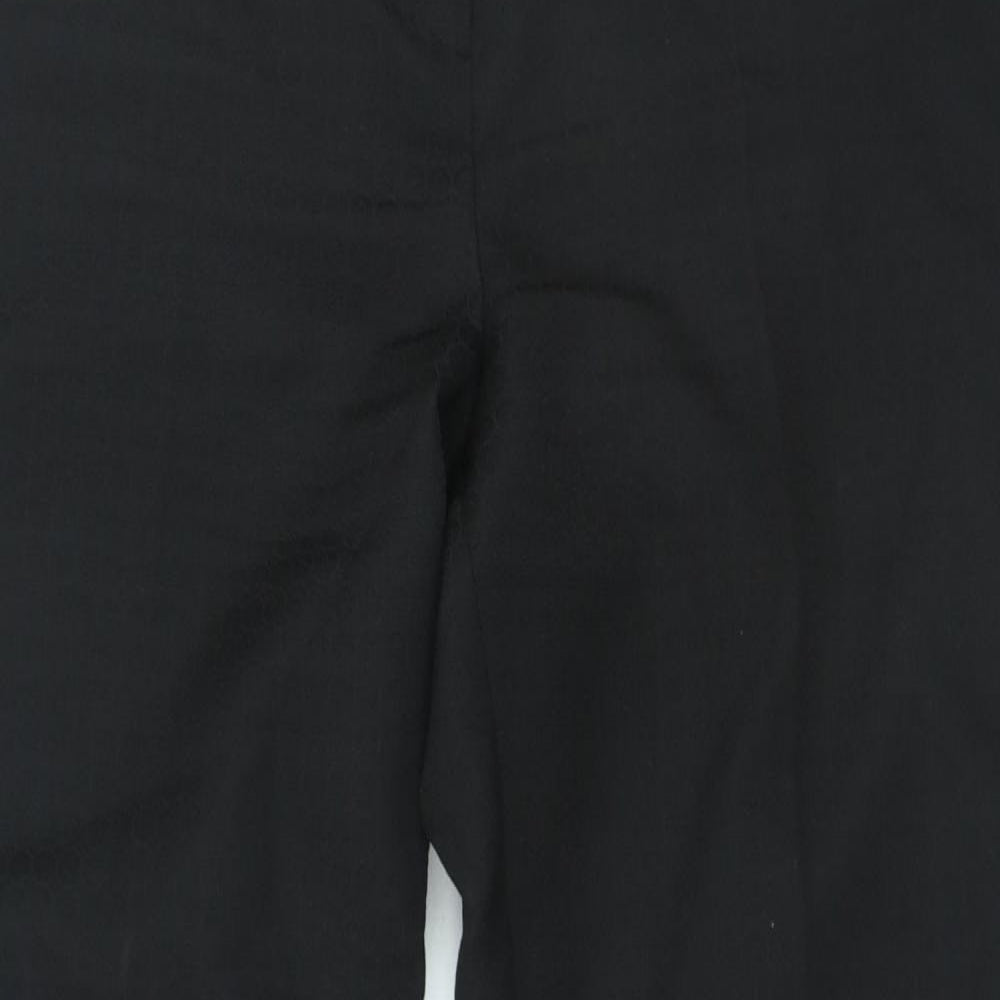 Dunnes Stores Womens Black Geometric Polyester Trousers Size 12 L26 in Regular Zip