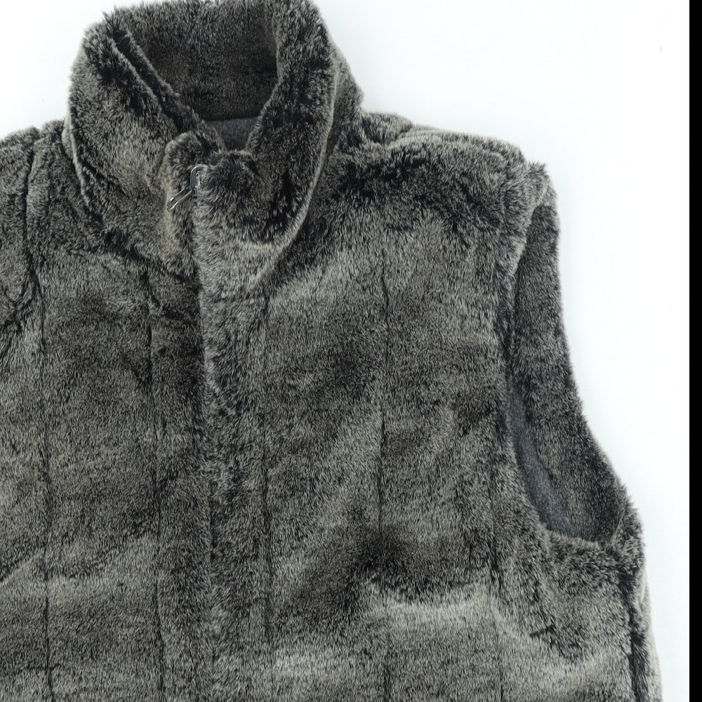 Preworn Womens Brown Gilet Jacket Size M Zip - Faux Fur