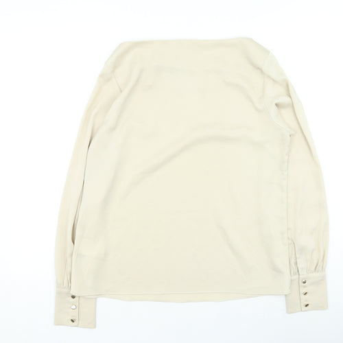 H&M Womens Beige Polyester Basic Blouse Size 12 Round Neck