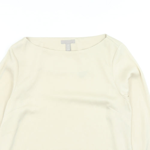 H&M Womens Beige Polyester Basic Blouse Size 12 Round Neck