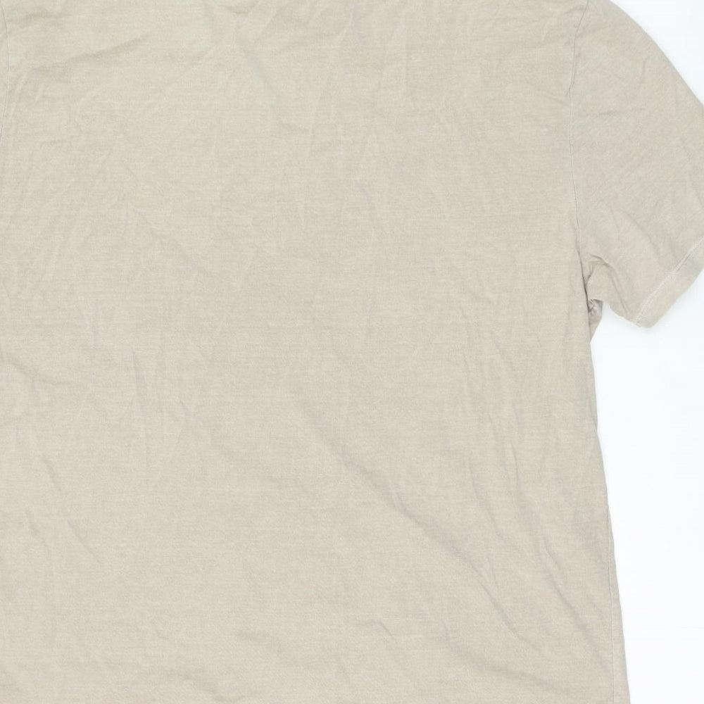 ASOS Mens Beige Cotton T-Shirt Size L Round Neck