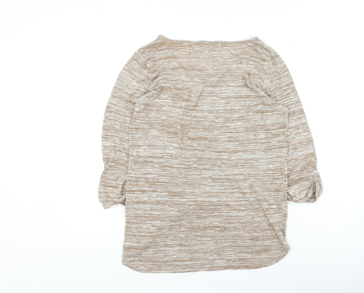 Preworn Womens Brown Viscose Basic Blouse Size 12 Round Neck