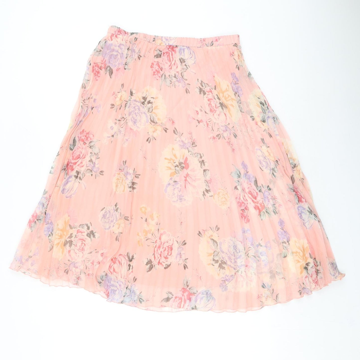 H&M Womens Pink Floral Polyester Flare Skirt Size S Zip