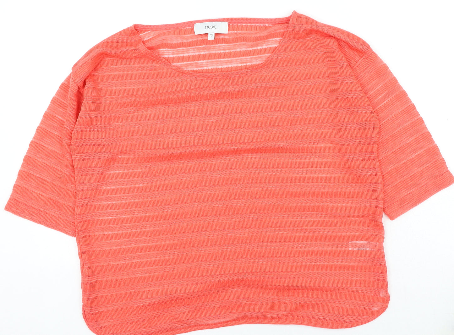 NEXT Womens Orange Polyester Basic Blouse Size 14 Round Neck
