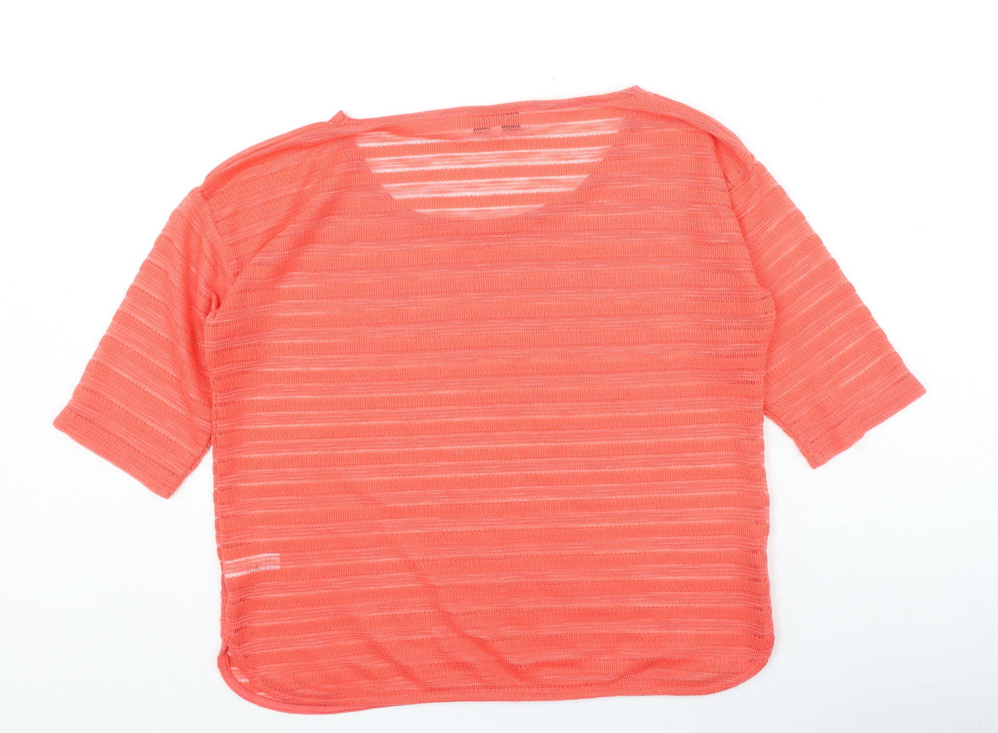 NEXT Womens Orange Polyester Basic Blouse Size 14 Round Neck