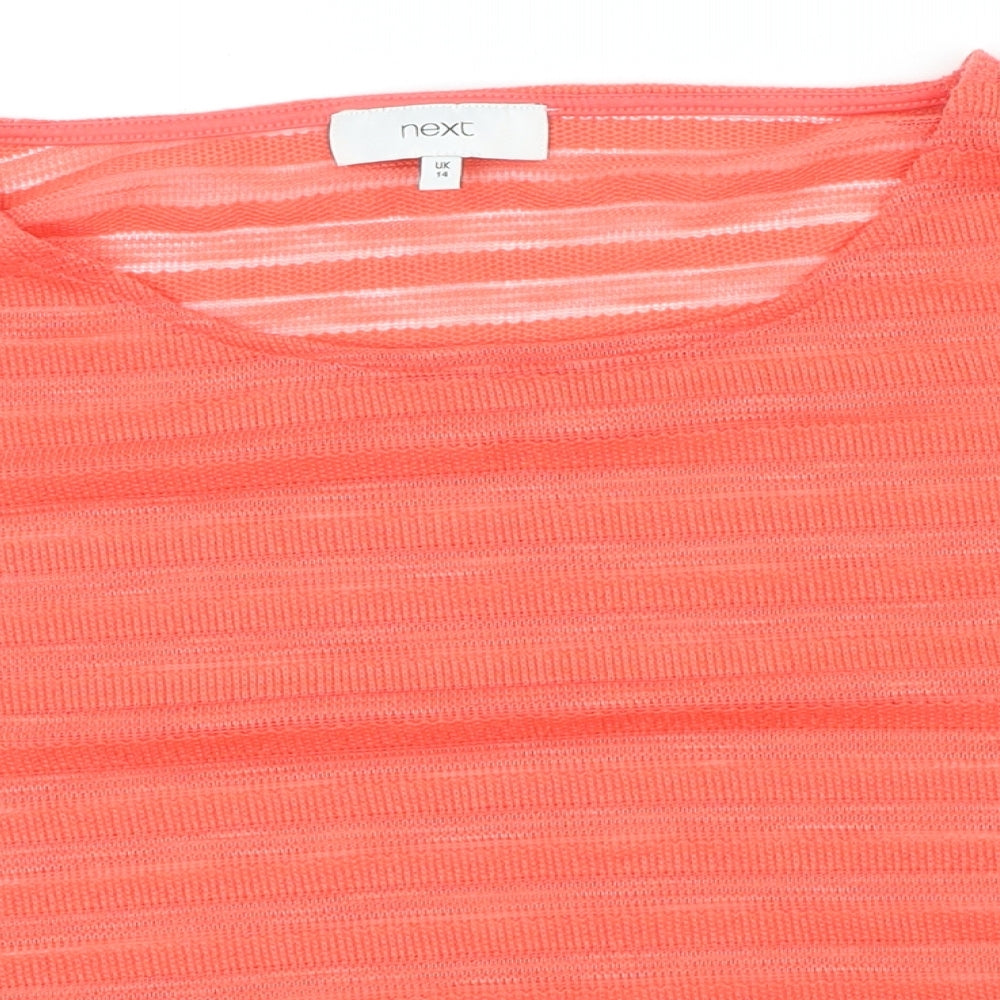 NEXT Womens Orange Polyester Basic Blouse Size 14 Round Neck