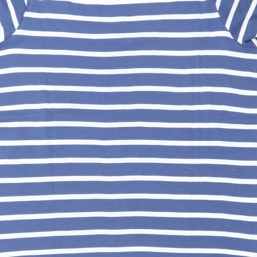 Marks and Spencer Womens Blue Striped Cotton Basic T-Shirt Size 20 Round Neck