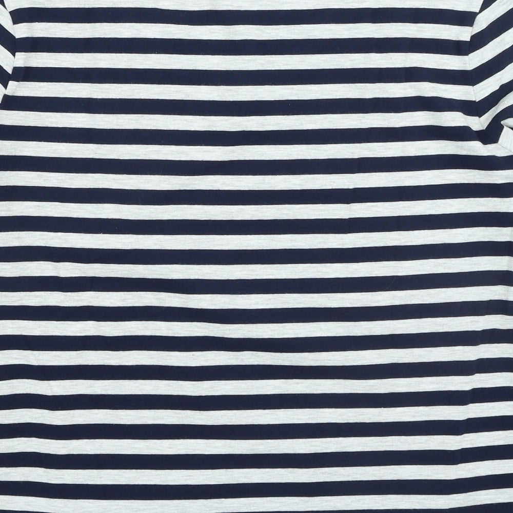 DASH Womens Grey Striped Cotton Basic T-Shirt Size 20 Round Neck - Floral Print