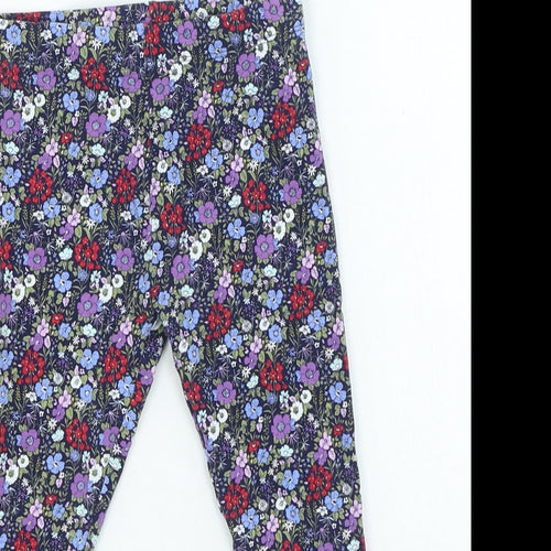 NEXT Girls Multicoloured Floral Cotton Jegging Trousers Size 7 Years Regular Pullover