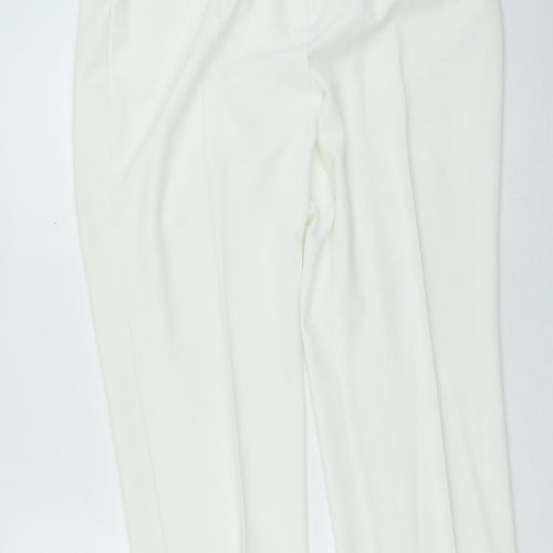 Marks and Spencer Womens White Polyester Trousers Size 18 L27 in Regular Zip