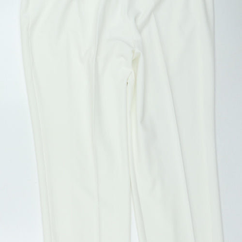 Marks and Spencer Womens White Polyester Trousers Size 18 L27 in Regular Zip