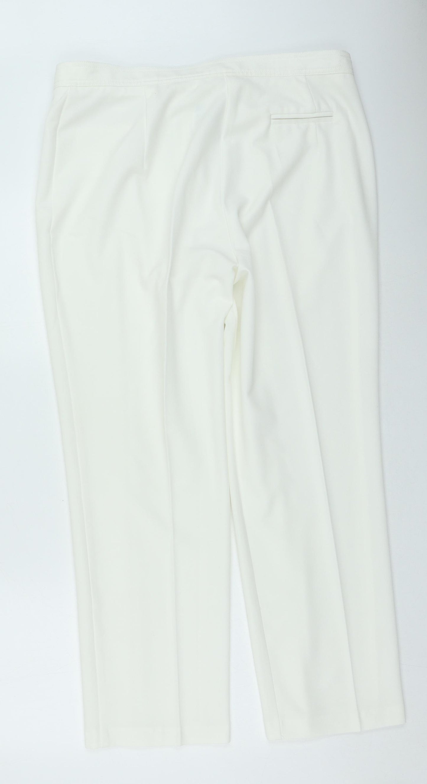 Marks and Spencer Womens White Polyester Trousers Size 18 L27 in Regular Zip