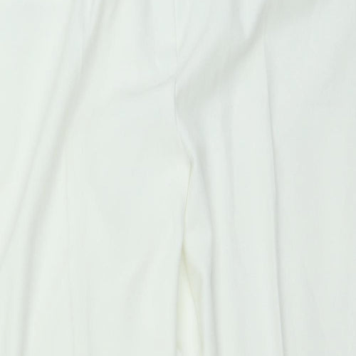 Marks and Spencer Womens White Polyester Trousers Size 18 L27 in Regular Zip