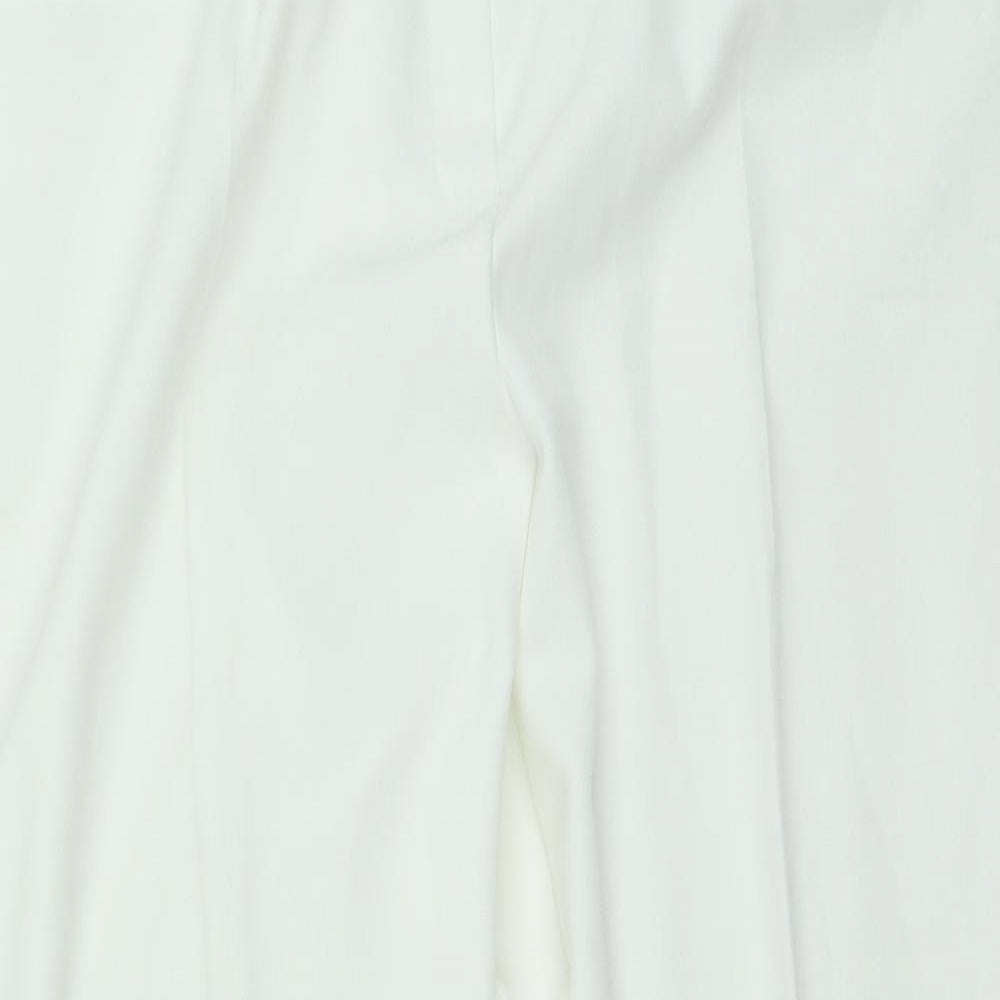 Marks and Spencer Womens White Polyester Trousers Size 18 L27 in Regular Zip