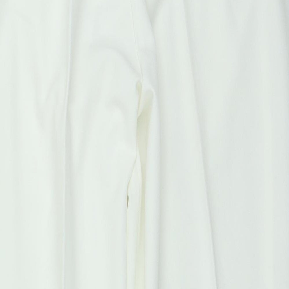 Marks and Spencer Womens White Polyester Trousers Size 18 L27 in Regular Zip