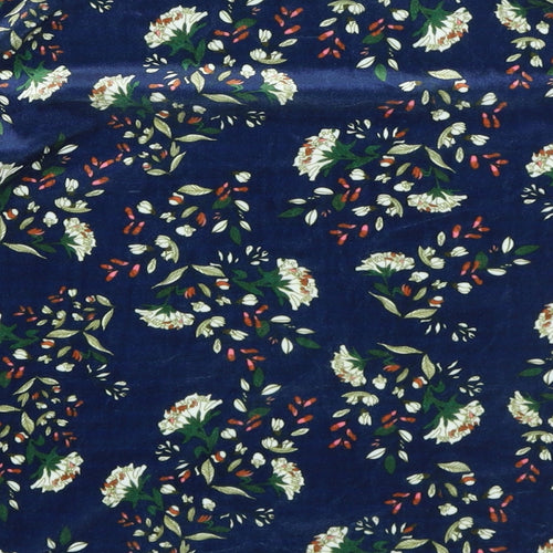 Cutie Womens Blue Floral Polyester Basic T-Shirt Size 12 Round Neck