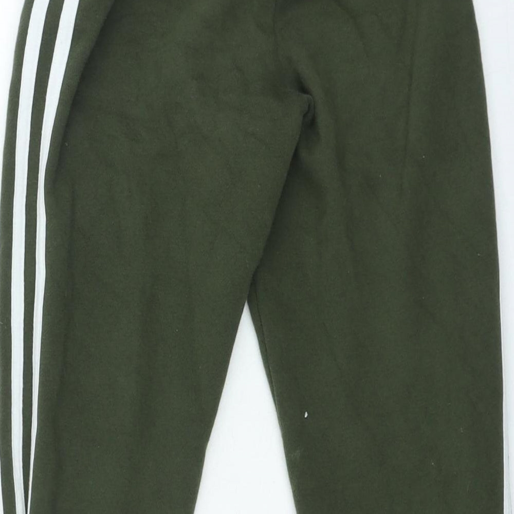 adidas Boys Green Striped Cotton Jogger Trousers Size 5-6 Years Regular Pullover