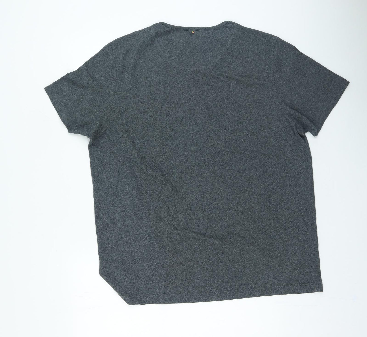 Pretty Green Mens Grey Cotton T-Shirt Size 2XL Collared