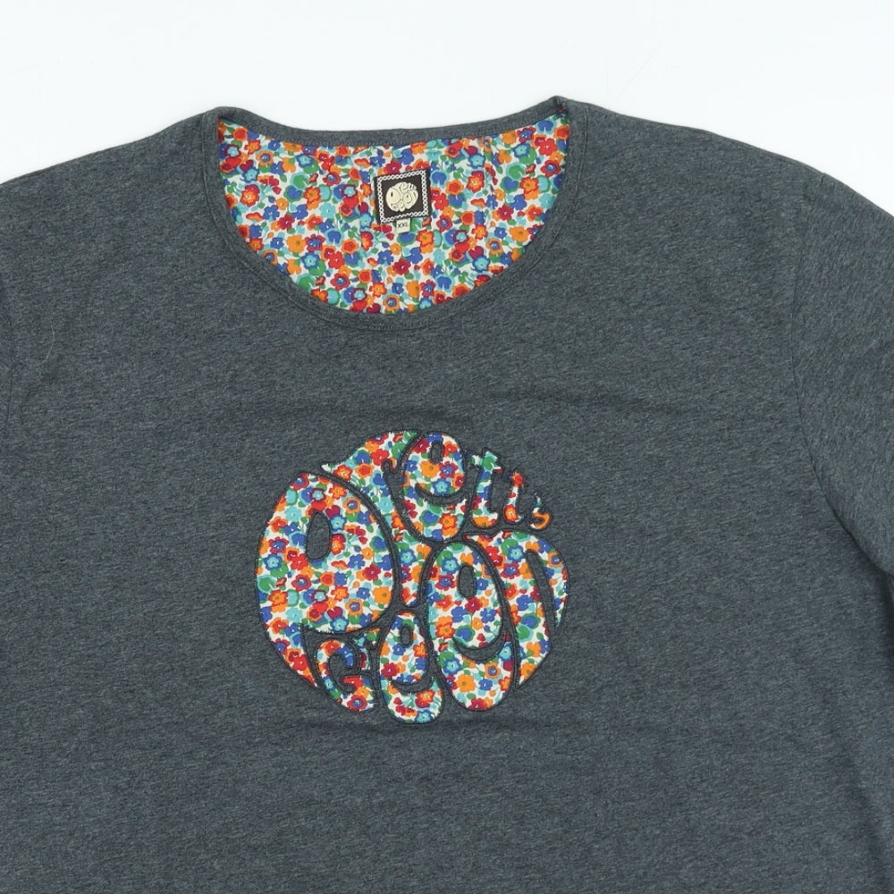 Pretty Green Mens Grey Cotton T-Shirt Size 2XL Collared