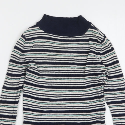 Atmosphere Womens Blue High Neck Striped Viscose Pullover Jumper Size 10