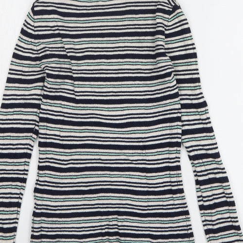 Atmosphere Womens Blue High Neck Striped Viscose Pullover Jumper Size 10