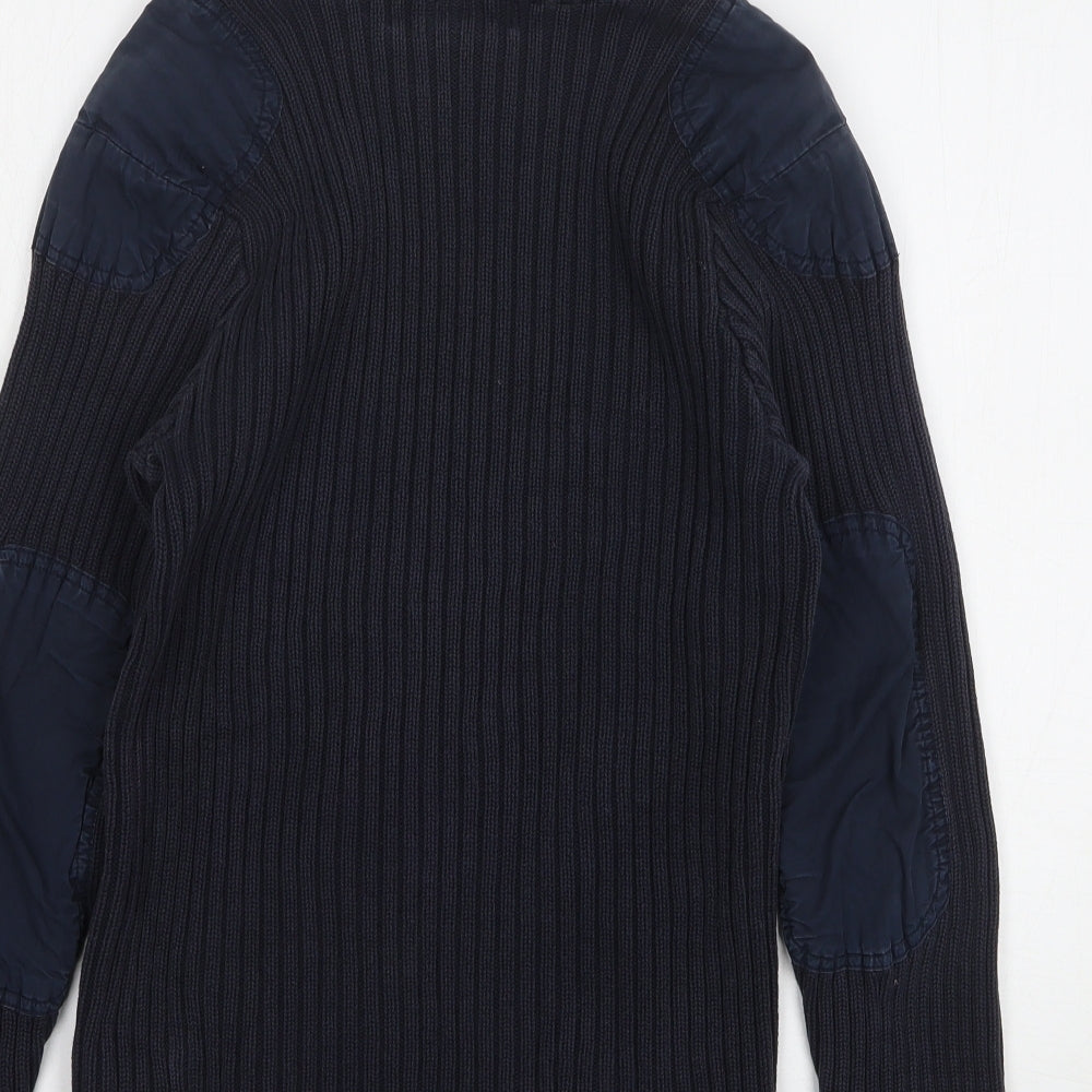 H&M Mens Blue High Neck Cotton Pullover Jumper Size M