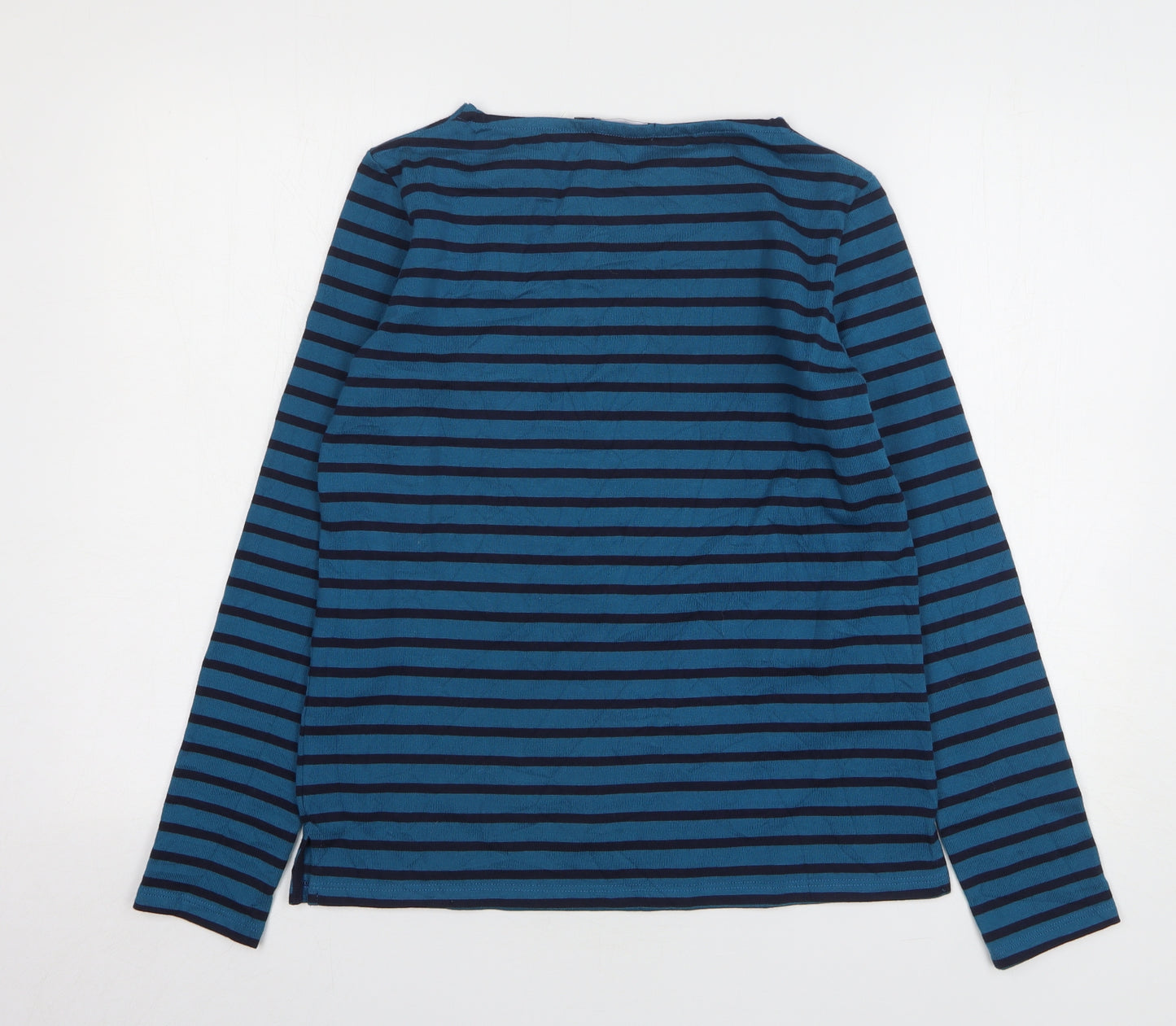 Petit Bateau Womens Blue Striped Cotton Basic T-Shirt Size M Round Neck