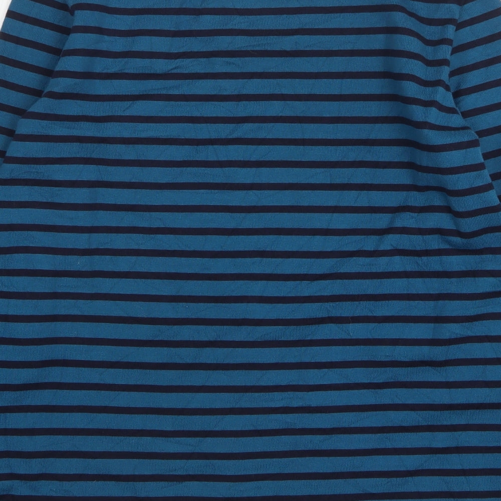 Petit Bateau Womens Blue Striped Cotton Basic T-Shirt Size M Round Neck