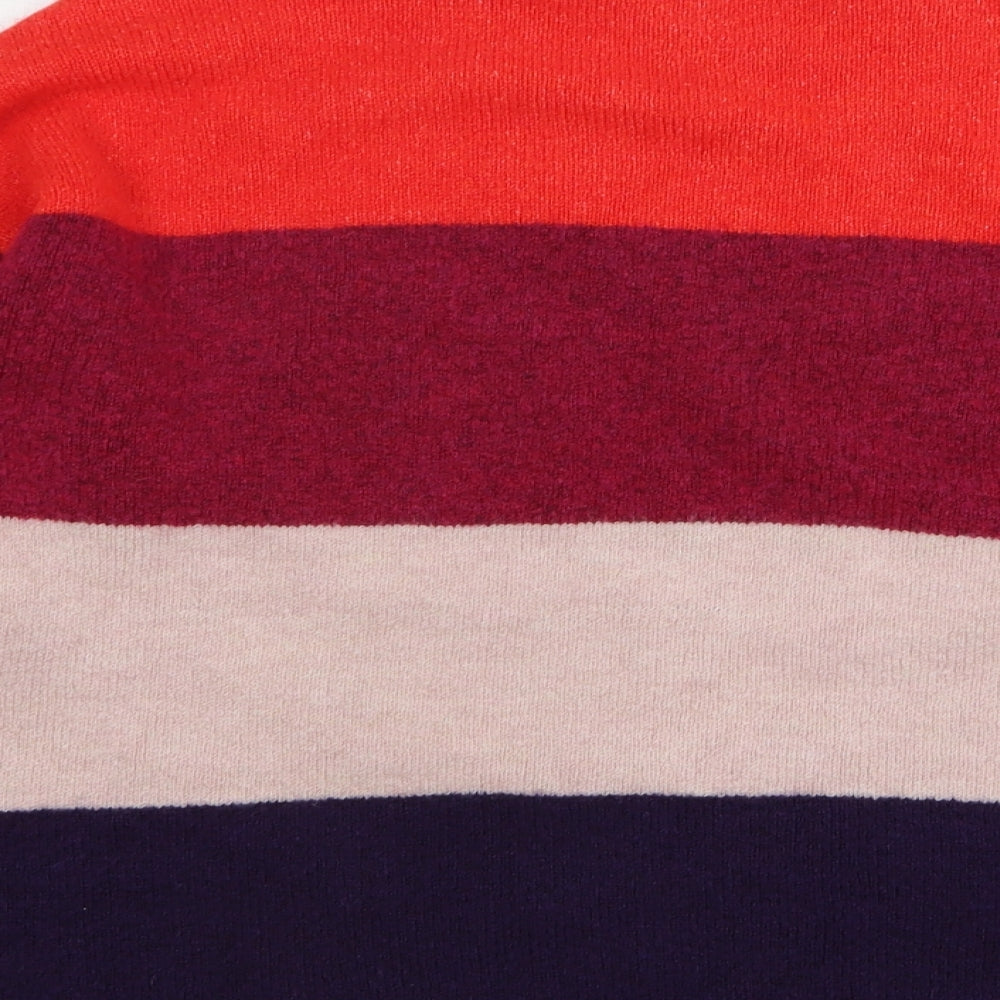 F&F Womens Multicoloured High Neck Striped Acrylic Pullover Jumper Size 18