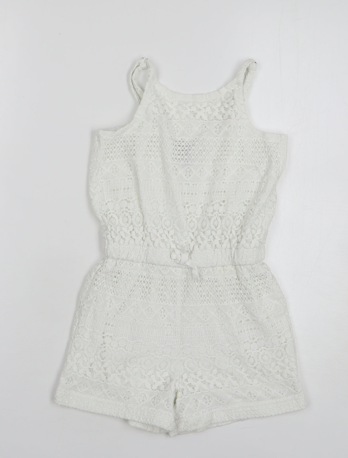 Gap Girls White Geometric Cotton Playsuit One-Piece Size 8-9 Years Pullover