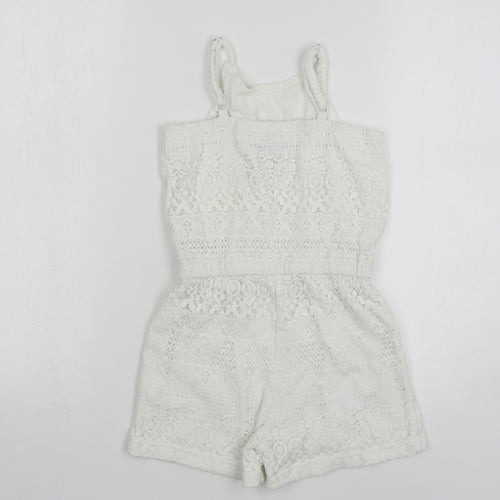 Gap Girls White Geometric Cotton Playsuit One-Piece Size 8-9 Years Pullover