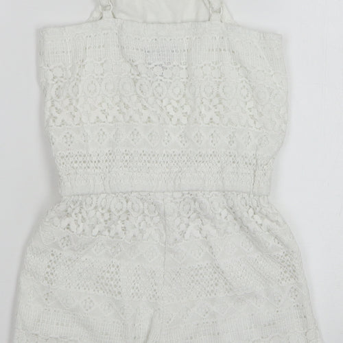 Gap Girls White Geometric Cotton Playsuit One-Piece Size 8-9 Years Pullover