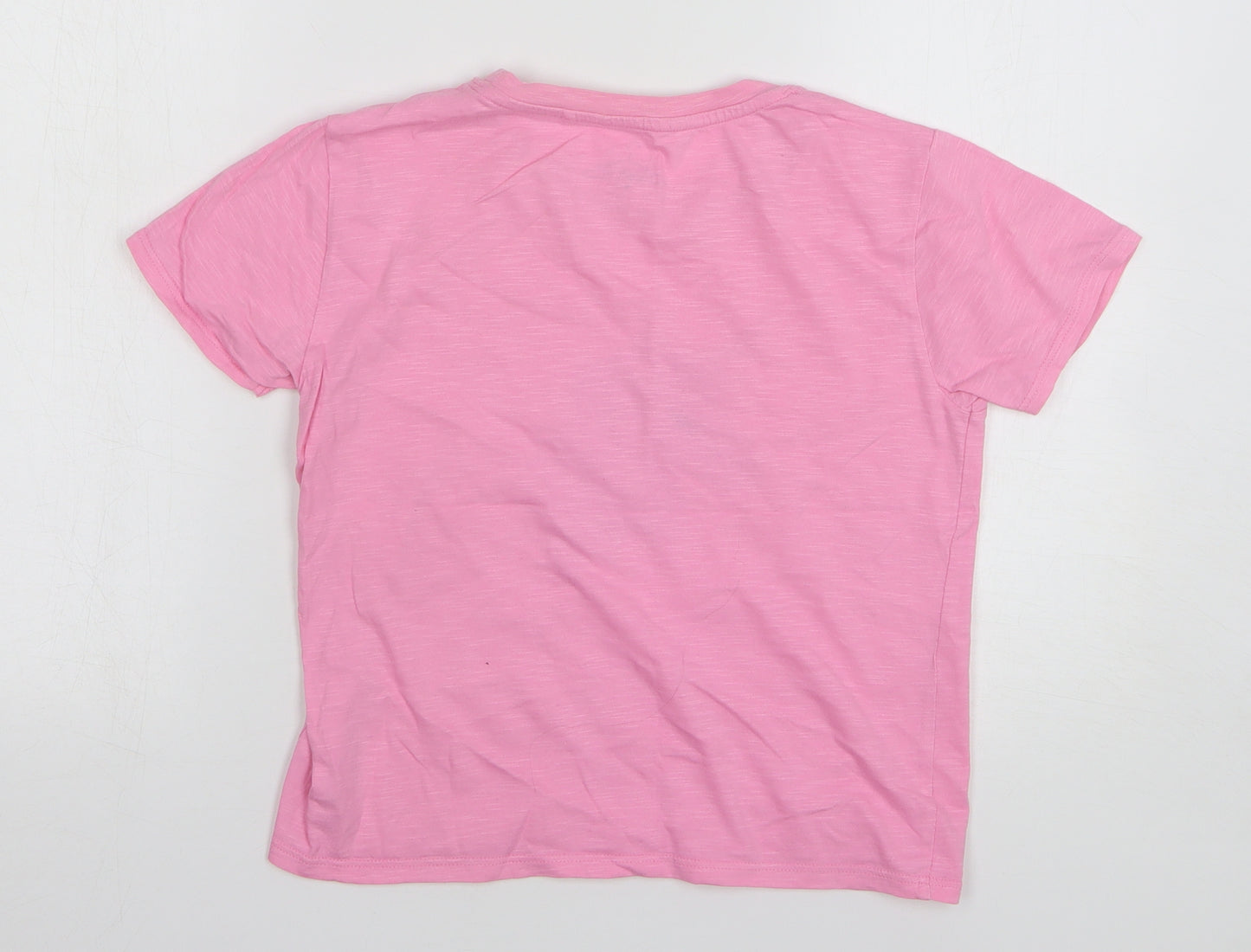 NEXT Girls Pink Cotton Basic T-Shirt Size 10 Years Round Neck Pullover - Unicorn