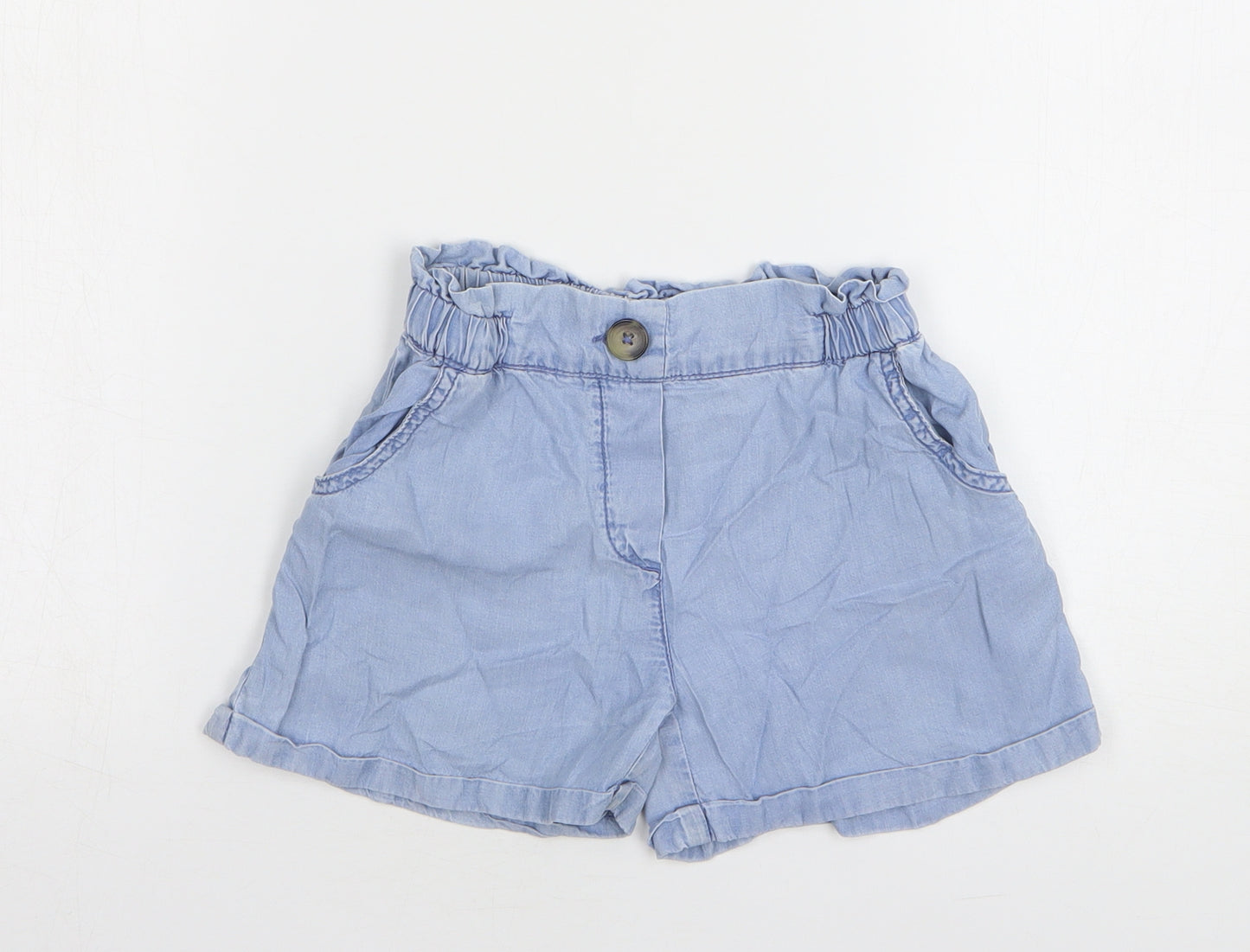 Dunnes Stores Girls Blue Lyocell Mom Shorts Size 6 Years Regular Buckle