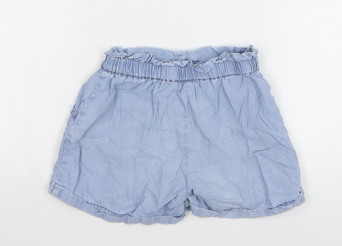 Dunnes Stores Girls Blue Lyocell Mom Shorts Size 6 Years Regular Buckle