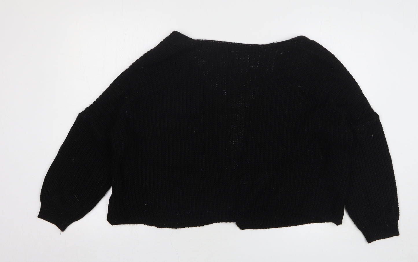 Boohoo Womens Black V-Neck Acrylic Cardigan Jumper Size M