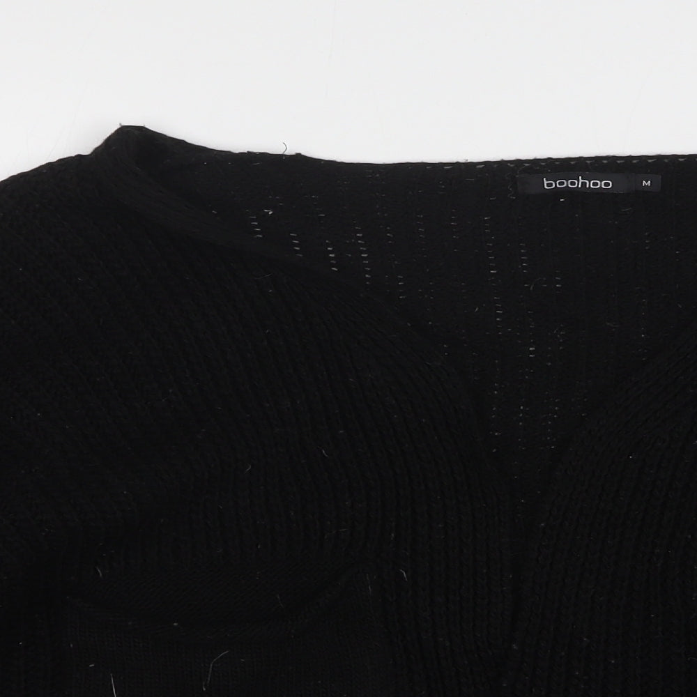 Boohoo Womens Black V-Neck Acrylic Cardigan Jumper Size M
